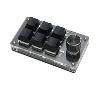 6 Keys One Handed Mechanical Keyboard, Programmable Macro Keyboard with Knob, Dual Mode Connection, Self Programming All Key Functions for Windows Keyboard (Black)