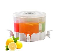 6 L Drink Dispenser with Tap, Fridge Beverage Drink Dispenser with Leakproof Faucet 360° Rotatable for Parties, 3 Compartment Removable Pla-stic Dispenser Jug for Iced Tea Coffee Lemonade