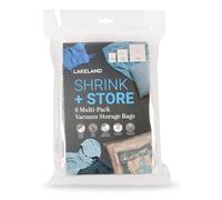 6 Lakeland Shrink & Store Vacuum Bags 2 Small, 2 Medium, 2 Large Flip-cap valve works with most vacuums