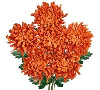 6'' Large Artificial Chrysanthemum Flowers with 25.6'' Long Stem, 6 pcs Bronze Fake Silk Flowers Faux Spider Mums for Home Decor, Bridal, Wedding, Party, Floral Arrangement, Autumn Decorations