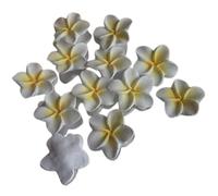 6 Large Beautiful Edible Sugar Plumeria Flowers (frangpini); White with Highlighted Center; or Choose Colour; 4.6cm each Handmade Cake/Cupcake Toppers/Decorations