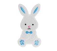 6" Large Easter Bunny Pink or Blue Embroidered Iron on sew on Patch Applique (Blue)