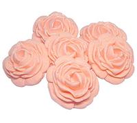 6 Large Edible Glittered Roses Flower Cake Topper Decorations (Peach)