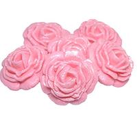 6 Large Edible Glittered Roses Flower Cake Topper Decorations (Pink)