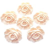 6 Large Edible Vegan Flower Roses Cake Cupcake Topper Decorations (Ivory)