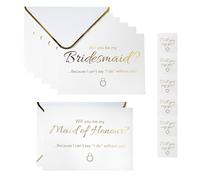 6 large, luxury bride squad proposal cards, envelopes and stickers | Will you be my bridesmaid luxury cards | Will you be my maid of honour luxury card.