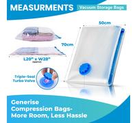 Bramble - 20 Pack Vacuum Storage Bags for Clothes - Extra Large Vacuum Bags for Duvets - Travel Space Saver Pack - Includes 7 Different Durable Sizes & Hand Pump Airtight Valve