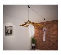 (6 Lath Black, 1.6m) Pulley Clothes Airer Ceiling Maid Victorian Laundry Rack Maiden Kitchen Dryer 4,6,7 Laths with & without laths