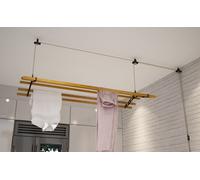 6 Lath Victorian Ceiling Mounted Black Clothes Airer Kit With Additional Pulley - 1.9M Long By Lowenergie