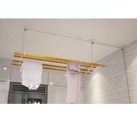 6 Lath Victorian Ceiling Mounted White Clothes Airer Kit With Additional Pulley - 1.8M Long By Lowenergie