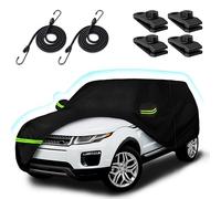 6 Layer Car Cover for Land Rover Range Rover Evoque 2011-2023, 210T Waterproof Sun Rain UV Dust Snow Protection Outdoor Evoque Full Car Cover with Windproof Gust Strap and Zipper Door-Black