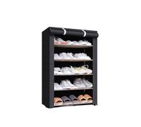 6-Layer Fabric Shoe Rack - Black Nonwoven Multi-Tier Storage Cabinet for Home - Simple, Economical Shoe Storage Solution