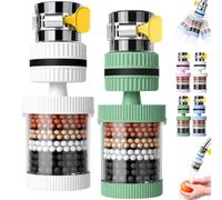 6 Layer Filtration Faucet Water Filter, 360 Degrees Rotatable Splash Free, Faucet Filters, for Kitchen Sink Washing Fruits Vegetables And Dishes，2PCS-4
