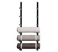 6-Layer Yoga Mat Holder Metal Wall Mount for Foam Rolls Space-Saving Hanging Yoga Mat Rack for Home Gym Workouts Black Sto Solut