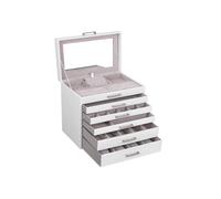 SONGMICS Jewellery Box, Jewellery Organiser, Large Jewellery case, with 6 Layers and 5 Drawers, White JBC138