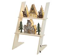 6 LED Winter Scene Trees Display Ladder Decoration White LED Lights