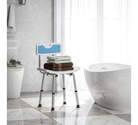 6-Level Height Adjustable Shower Chair w/ Backrest Shower Head Holder HOMCOM Light Blue One Size