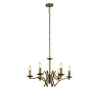 6 Light Antique Brass Multi-Arm Ceiling Mounted Chandelier Pendant Fitting Light