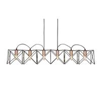 6 Lights LED Matt Black Finish Frame Pendant Ceiling Light with Copper Detail