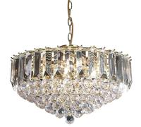 6 Light Chandelier Pendant Brass & Clear Shade Hanging Ceiling Feature Lamp Bulb