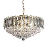 6 Light Chandelier Pendant Brass & Clear Shade Hanging Ceiling Feature Lamp Bulb