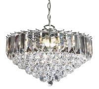 6 Light Chandelier Pendant Chrome Clear Shade Hanging Ceiling Feature Lamp Bulb