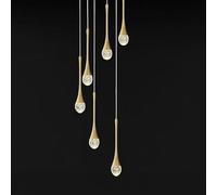 6-Light Crystal Chandelier, 86.6'' Gold Pendant Light for Foyer & Staircase, Dimmable Ceiling Fixture for High Ceilings, Elegant Living Room Decor, Large Crystal Column Design