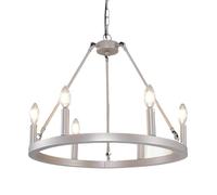 6-Light Frosted Silver Chandelier with E12 Socket - Two-Tier Black Pendant Light for High Ceilings in Living Room - Elegant Modern Hanging Fixture