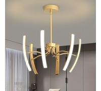 6-Light Linear Kitchen Island Lighting Fixture Classic Chandeliers,Modern Led Dimmbale Lamp,Gold Sputnik Pendant Light with Rotable Lampbody for Dining Room Kitchen Island Bedroom,60W