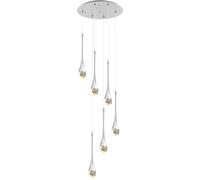 6-Light Modern Crystal Chandelier, Dimmable LED with Remote Control, Adjustable Color Temperature, Elegant Ceiling Pendant Lighting for Living Room, Foyer, Entryway, Staircase