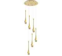 6-Light Modern Crystal Chandelier - LED Dimmable, Remote Control, Adjustable Color Temperature, Elegant Ceiling Fixture for Living Room, Foyer, Staircase, Entryway Lighting