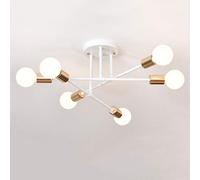 6-Light Nordic Chandelier Flush Ceiling Light E27 Lamp Socket Sputnik Lamp Ceiling Lighting for Living Room Dining Room Hallway,White+Warm White-5W