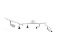 6 Light Track Lighting Kit, Rotatable LED Lamp Head Modern Ceiling Light Fixture GU10 Base Socket 85-265V for Living Room Bedroom Kitchen White, for Home Office Commercial Space