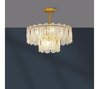 6 Light Vintage Crystal Flush Mount Chandelier Antique Gold Dining Room Ceiling Fixture Large Clear Glass Beaded Coastal Pendant Lighting for Farmhouse Living Girls Bedroom Made in