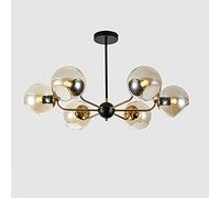 6-Lights Chandeliers Post- Metal Pendant Ceiling Lights Glass Indoor Lighting Restaurant Light E27 Base Ceiling Suspension Lamps for Coffee Bar Single Head Bedside Lamp,Amber