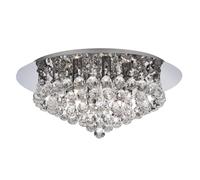 6 Lights Chrome Finish Body Flush Fitting Ceiling Light with Clear Crystal Balls