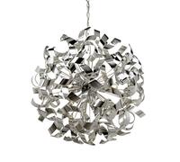 6 Lights Chrome Metal Frame Pendant Ceiling Fitting Light with Curl Design Shade