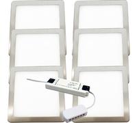 (6 Lights & Driver) BRUSHED NICKEL Slim Square Under Cabinet Light & Driver - Natural White LED