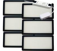 (6 Lights & Driver) MATT BLACK Low Profile Under Cabinet Light & Driver - Warm White Diffused LED