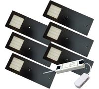 (6 Lights & Driver) MATT BLACK Slim Under Cabinet Kitchen Light & Driver Kit - Natural White LED