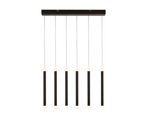 6 Lights LED Black Finish Metal Bar Acrylic Ends Ceiling Fitting Pendant Light