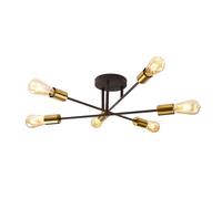6 Lights Matt Black Arms And Satin Brass Finish Holders Ceiling Fitting Light