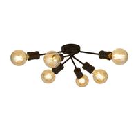 6 Lights Sand Black Finish Metal Multi Arms Flush Fitting Dining Ceiling Light