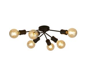 6 Lights Sand Black Finish Metal Multi Arms Flush Fitting Dining Ceiling Light
