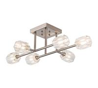 6 Lights Sputnik Chaner Modern Chrome Pendant Lighting Ceiling Fixture Crystal Close-to-Ceiling Lamp, Industrial Dining Room Light Kitchen Bedroom Ceiling Lamps