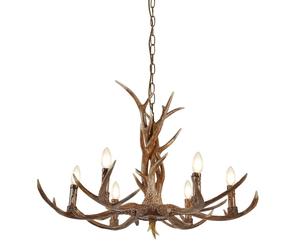 6 Lights Wooden Antler Finish Resin Living Room Ceiling Fitting Pendant Light