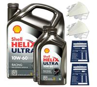 6 Liters Original Shell Helix Ultra Racing 10W60 Motor Oil ACEA A3 B3 B4 VW Set