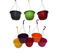6 Litre / 27CM Plastic Hanging Baskets / Planters (x1, Mixed)