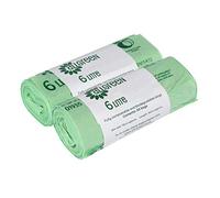 6 Litre x 100 All-Green bags - Compostable Kitchen Caddy Liner - Food Waste Bin Liners - EN 13432-6L Bags with Composting Guide