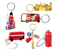 6 London Keyrings, 3D Bus Telehone Box Keychain, London Souvenir key ring - British Gift Bottle Opener KeyRing